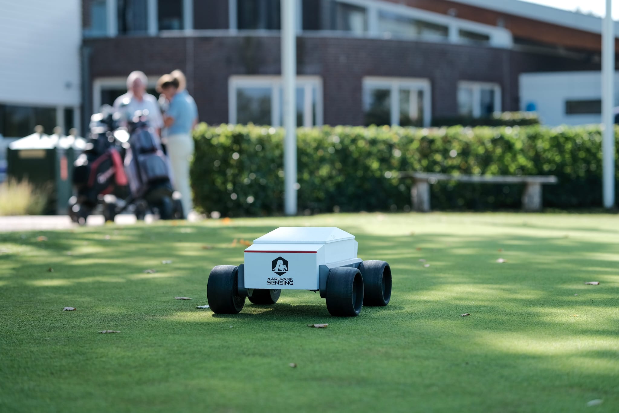 GreenPulse robot monitoring golf course green